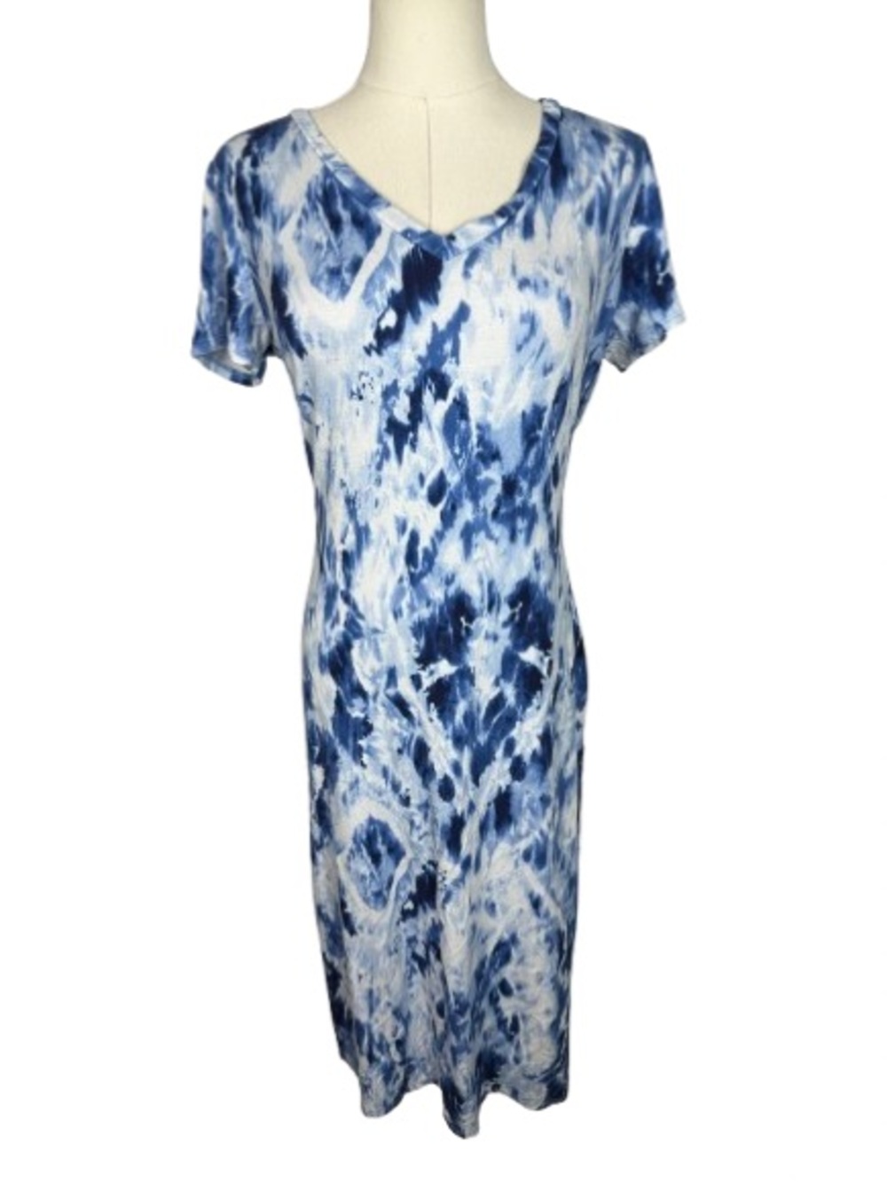 Lulus Blue Tie Dye Short Sleeve Maxi Dress Size M